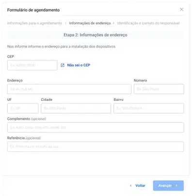 Tela do Painel Cobli — Como solicitar o agendamento de serviços de instalação, troca ou desinstalação
