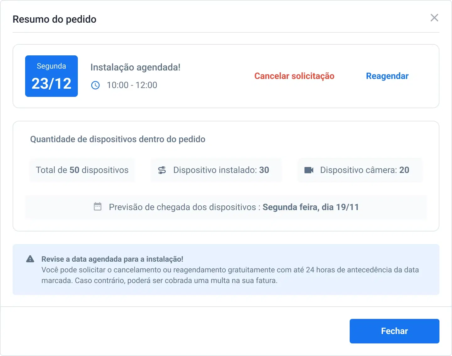 Tela do Painel Cobli — Como solicitar o agendamento de serviços de instalação, troca ou desinstalação
