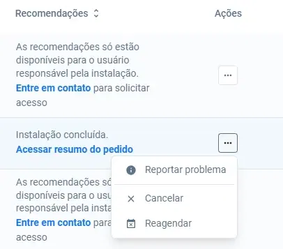 Tela do Painel Cobli — Como solicitar o agendamento de serviços de instalação, troca ou desinstalação