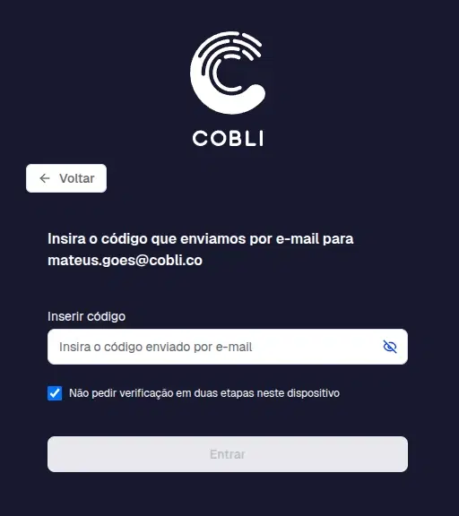 Tela do Painel Cobli — Novo acesso seguro: Entenda a Autenticação de Dois Fatores (MFA)