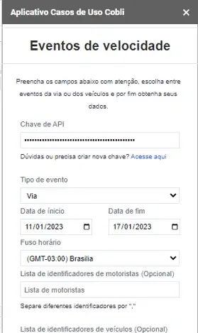 Formulário de preenchimento de um relatório na extensão