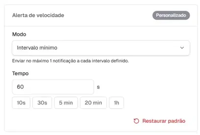 Personalização do intervalo de envio de um evento